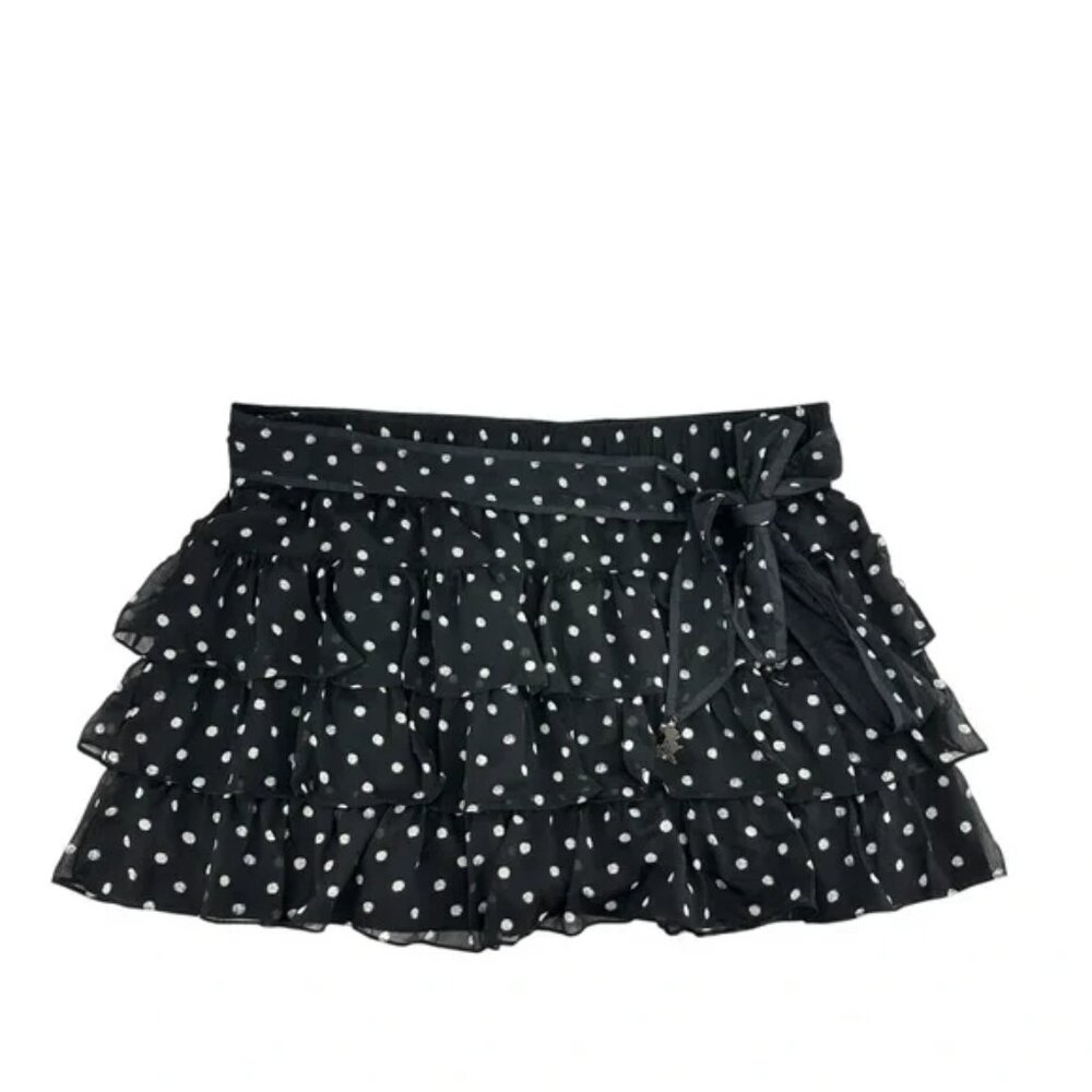 NWOT Disney Parks Skirt Size XXL Tiered Polka Dot Minnie Mouse Charm Black